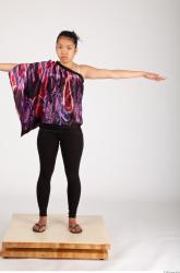 Whole Body Woman T poses Asian Casual Average Studio photo references